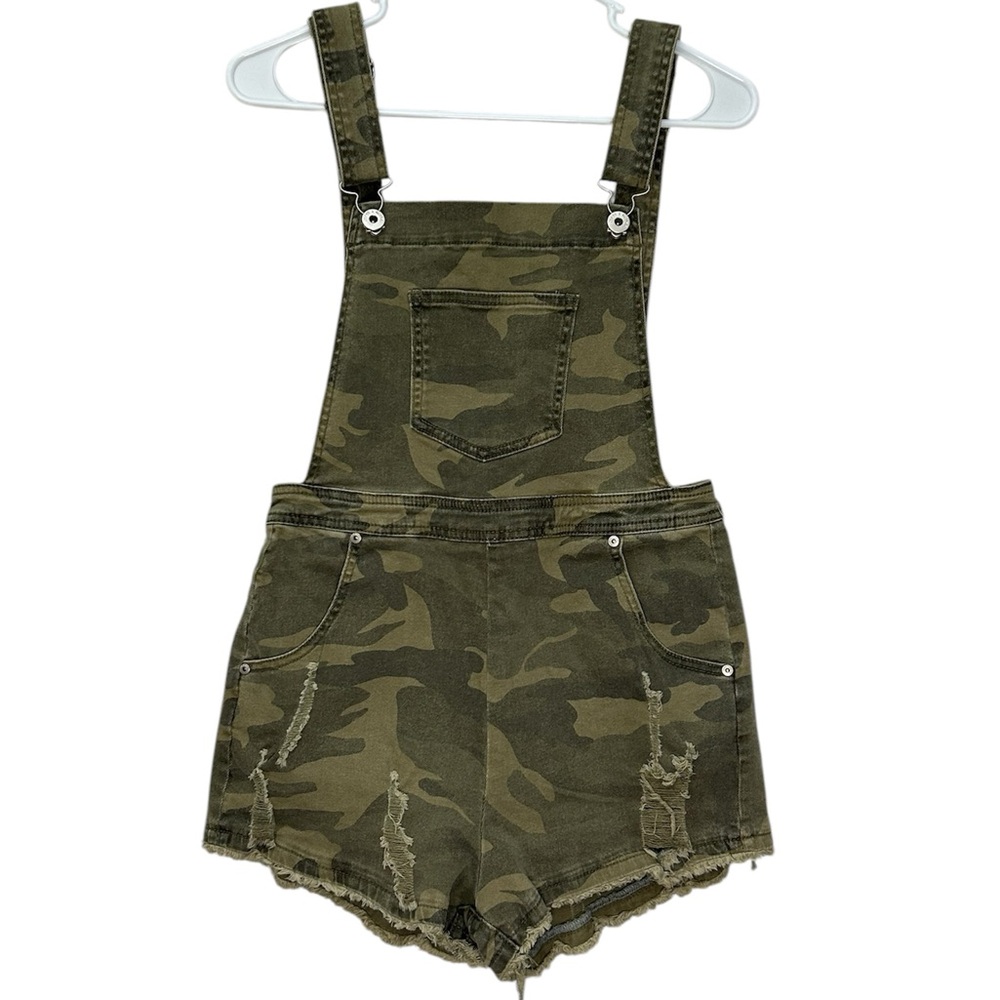 Camo Denim Overalls Shortalls Distressed Size M